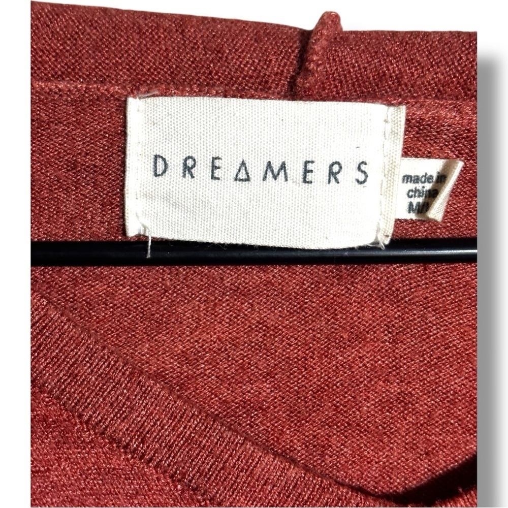 Dreamers Cozy Super Soft Long Sleeve V Neck Rust Hoodie - Picture 11 of 15